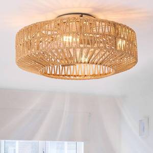 lot 211727 image: Retails for $126 20 Woven Rattan Ceiling Fan with Light Remote 6 Speed Boho