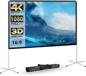 lot 211729 image: Projector Screen Outdoor Portable Movie 120 inch Foldable Projection Screen with Stand Legs and Carry Bag for Camping Party