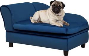 lot 211736 image: PawHut Luxury Fancy Dog Couch with Hidden Storage, Small Dog Sofa Bed with 2 Soft Foam, Modern Pet Furniture for Puppies & Little Breeds, Blue