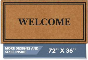 lot 211738 image: Retails for $160 Barnyard Designs Natural Coco Coir Non-Slip Doormat (36x72, Welcome)