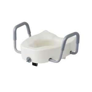 lot 311623 image: Medline 5 Elongated Raised Toilet Seat, With Lock and Removable Padded Arms