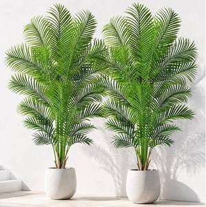 lot 311633 image: Retails for $140 Artificial Palm Tree 7ft Tall Fake Palm Tree Indoor Decor with 18 Leaves and Real Bark Design Faux Tropical Areca Palm Silk Floor Plant in Pot for Home Office Living Room Bedroom Decor 2pcs