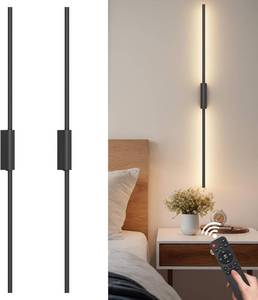 lot 311645 image: Retails for $120 39.4In Battery Operated Wall Sconces Set of Two,12000mAh Wireless Rechargeable Sconces 3 Colors Dimmable with Remote for Living Room Bedroom