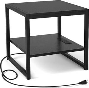 lot 311658 image: End Table with Charging Station, 20 Mini Fridge Stand, Black