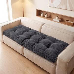 lot 411586 image: HIGOGOGO Corduroy Sofa Topper, Bench Cushion, Dark Grey, 54W x 26D x 6T