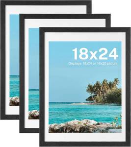 lot 411587 image: HOUSE DAY 3 Pack Poster Frames 18 x 24 Black Solid Wood with Wall Mounting