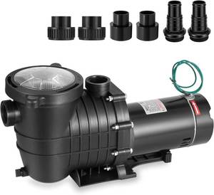 lot 411589 image: Retails for $140 Leomru 1.5 HP Pool Pump 6500 GPH Self Priming inAbove Ground Swimming Pool Pump 110V220V Dual Voltage Single Speed Pumps with Strainer Basket 6Pcs Connectors