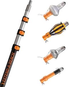 lot 411590 image: 4-12 ft Telescopic Light Bulb Changer Kit for High Ceilings (20 ft Reach)