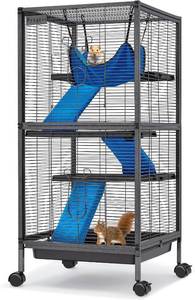 lot 411595 image: Retails for $200 Small Animal Cage, 45H Large Metal Rolling 4-Tiers Guinea Pig Cage, Ferret Cage, Rabbit Cage, Chinchilla Cage for RatsHamsters, 0.5 Bar Spacing with Removable Ramp & Platform (Medium)