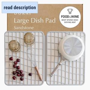 lot 111804 image: Dorai Home Large Dish Pad   40% More Drying Space, Eco-Friendly Quick-Drying Stone Mat for Kitchen, 24.6 x 16.5, Sandstone