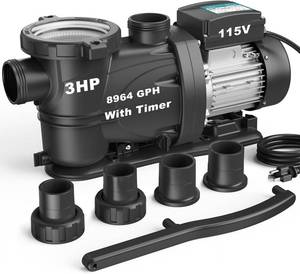 lot 211697 image: Retails for $299 3HP InAbove Ground Pool Pump with Timer 8964GPH High Flow 115V Powerful Self Primming Swimming Pool Pumps with Filter