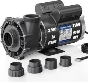 lot 221616 image: Retails for $249 Aquastrong Spa Pump, 2HP Dual Speed Hot Tub Pump, 56 Frame, Up to 9,246 GPH, 115V Durable Motor, Easy Installation, Compatible with Most Hot Tubs & Spa Systems