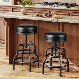 lot 221624 image: Retails for $160 Raynesys 22-29 Inch Adjustable Height Industrial Swivel Bar Stools Set of 2