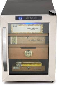 lot 221641 image: Retails for $400 Whynter CHC-120S Stainless Steel 250-Cigar Cooler, 1.2 Cubic Feet Humidor, Black