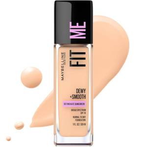 lot 59568 image: Maybelline Fit Me Dewy  Smooth Liquid Foundation Makeup, Classic Ivory, 1 Count (Packaging May Vary) - Retail $9