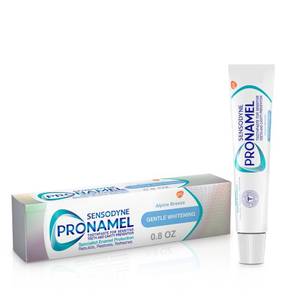 lot 59572 image: Sensodyne Pronamel Gentle Whitening Enamel Toothpaste, 0.8 Ounces - Retail $2