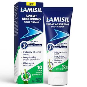 lot 59574 image: Lamisil Cream Sweat Absorbing Foot Odor Eliminator for Feet, 2.8 Oz - Retail $9