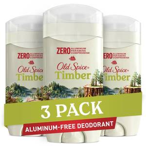 lot 59599 image: Old Spice Aluminum Free Deodorant for Men, 247 Lasting Freshness & Long Lasting Scent, 247 Sweat & Odor Protection, Timber with Sandalwood Scent, 3.0 oz (Pack of 3) - Retail $24