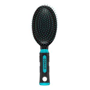 lot 59626 image: Conair Hair Brush, Detangling, Metal Bristles, Cushion Base, Teal (bend brush) - Retail $6