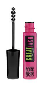 lot 59643 image: Maybelline Great Lash Washable Mascara Makeup, Volumizing Lash-Doubling Formula That Conditions As It Thickens, Blackest Black, 1 Count - Retail $7