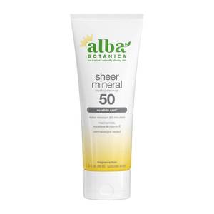 lot 59677 image: Alba Botanica Mineral Sunscreen Lotion SPF 50, Broad Spectrum, Fragrance Free, 3 Fl Oz (Packaging May Vary) - Retail $11