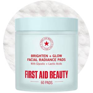 lot 59708 image: First Aid Beauty - Facial Radiance Pads with Glycolic & Lactic Acids, Daily Exfoliating Pads with AHA, Visibly Smaller Pores, Help Tone & Brighten Skin, One-Step Makeup Prep, Compostable, 60ct - Retail $31