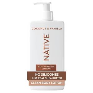 lot 59718 image: Native Body Lotion Contains Naturally Derived Plant-Based Moisturizers for Women and Men  Restores Dry Skin, Coconut & Vanilla, 16.5 fl oz - Retail $12