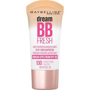 lot 59730 image: Maybelline Dream Fresh Skin Hydrating BB cream, 8-in-1 Skin Perfecting Beauty Balm with Broad Spectrum SPF 30, Sheer Tint Coverage, Oil-Free, MediumDeep, 1 Fl Oz - Retail $7