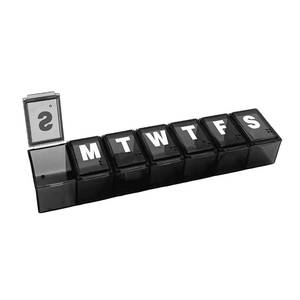 lot 59780 image: Amazon Basic Care Weekly (7-Day) Pill Organizer, Vitamin Planner, And Medicine Box, Medium Compartments, Black - Retail $4