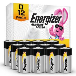 lot 59796 image: Energizer Alkaline Power D Batteries 12 Count (Pack of 1), Long-Lasting Alkaline Size D Batteries - Retail $22
