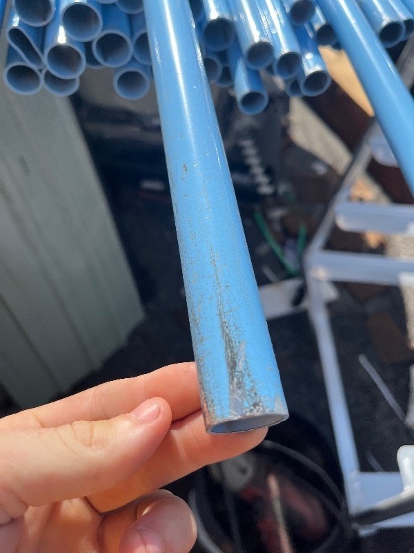 lot 171 image: Long Aluminum Tube - Blue 15 x � - Can Cut down for manageable transport at pick up if needed
