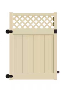 lot 7 image: CATALYST Tybee Plus 5-ft W Sand Vinyl Lattice-top Fence gate (Unassembled) Retails $391