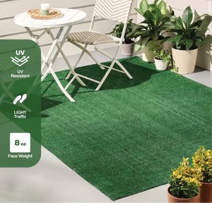 lot 27 image: Emerald Green Precut Turf 6 ft. x 8 ft. x 8 mm Green Artificial Grass Turf, Pet Friendly, Outdoor Patio, Backyard, Lawn