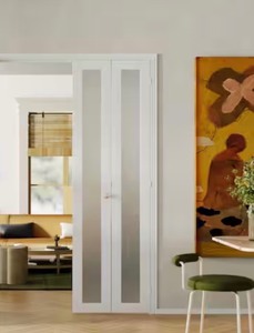 36 in. x 80 in. 1-Lite Mirror Glass Core White PVC Covering MDF. 180 Degree Bifold Door & Hardware *Retails $160*