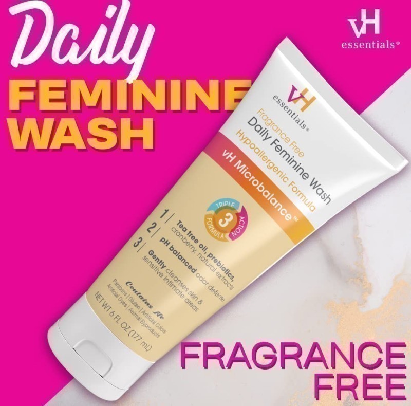 lot 251 image: New 6pc Case of vH Essentials Daily Feminine Wash - Fragrance Free, Hypoallergenic w Tea Tree Oil & Prebiotic - For Ph Balance, Intimate Odor Block, Vaginal Health - Gentle Formula Body Care - 6 Fl Oz per Bottle