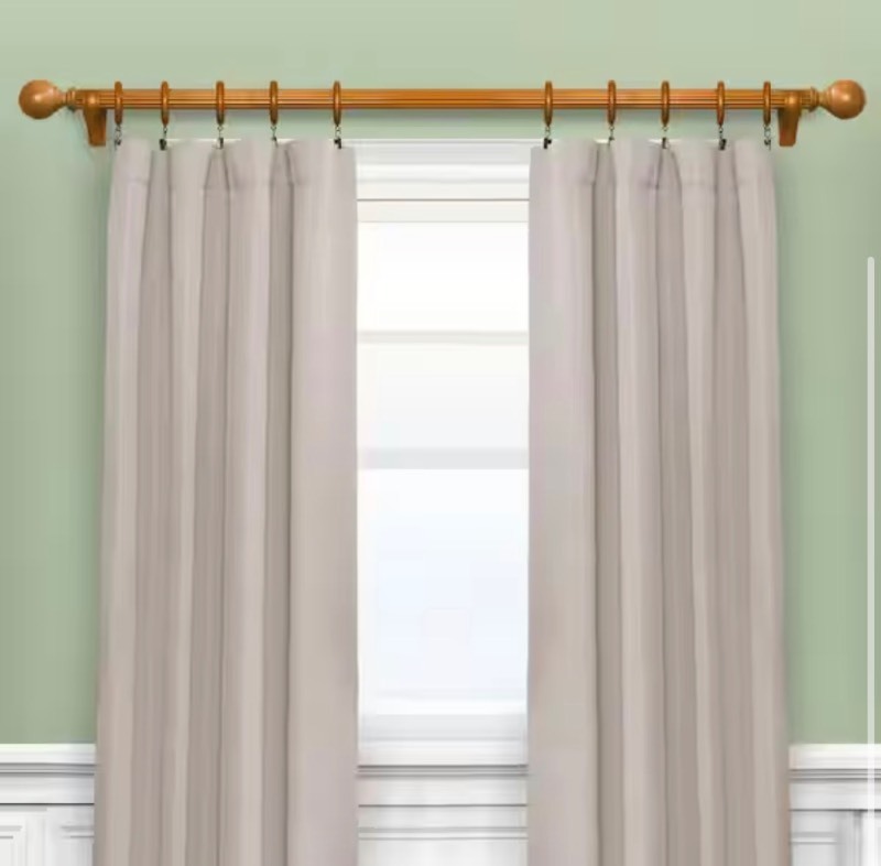 lot 127 image: 2 Mix and Match 6 ft.(2-Pieces 3 ft.) 1-38 in. Non-Telescoping Single Curtain Rod with Reeded Wood in Heritage Oak - poles only - attachments sold separately