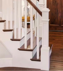 lot 52 image: Stair Parts 4093 55 in. x 6-14 in. Primed White Flat Panel Box Newel Post for Stair Remodel Retails $250