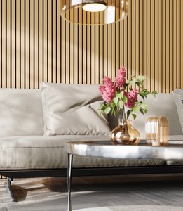lot 47 image: 94 x 8 Acoustic Slat Wall Panel Oak Color -Quality Piece