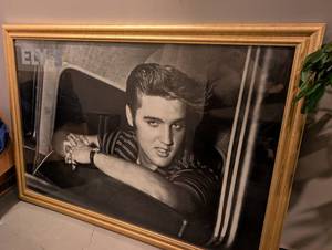 lot 501 image: Large Elvis 1955 Framed Black and White Photograph 29 x 38 inches