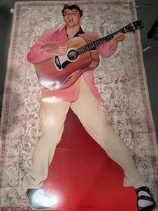 lot 502 image: Full Size Cardboard Cutout Elvis Figure with Acoustic Guitar
