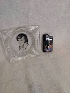 lot 1021 image: Elvis Presley Collectibles Lot Clear Ashtray and Lighter