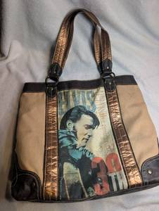 lot 1050 image: Elvis Presley Tote Bag Canvas Leather Handles