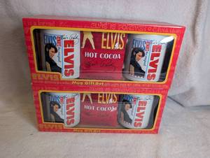 lot 2000 image: Elvis Hot Cocoa Mug Gift Set 2 Mugs 0.71 oz Packet - 2 Sets