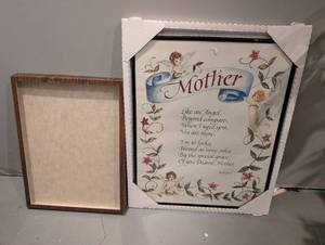 lot 2508 image: Mother Framed Wall Art Print with Angels and Poem by Rachel Grace  Glass Display Box&nbsp