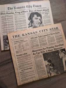 lot 3008 image: Kansas City Star Newspaper August 17-18 1977 - Elvis Coverage