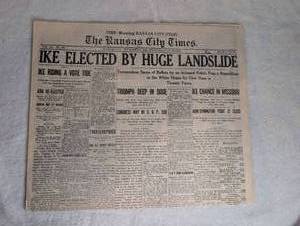 lot 3023 image: The Kansas City Times Newspaper November 5 1952 - Ike Elected