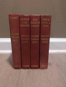 lot 3061 image: Richard Harding Davis 4-Book Lot Once Upon a Time Real Soldiers of Fortune Notes of War Correspondent Scribners