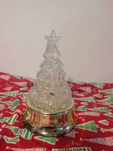 lot 4511 image: Christmas Tree Music Box with Lights and Star Topper