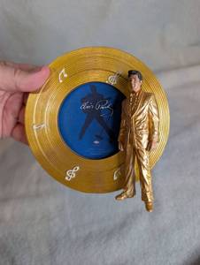 lot 5010 image: Elvis Presley Gold Record Figure Collectible with Blue Vinyl Center Disc