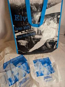 lot 5013 image: Elvis Has Left the Building Tote Bag with 2 Graceland Plastic Bags